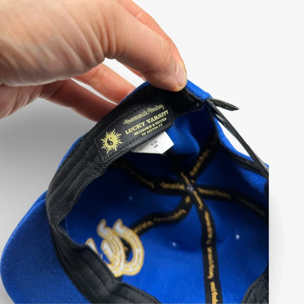 Communal Cowboy Snapback Hat Unisex Blue Wool Lucky Varsity Embroidered Logo Cap